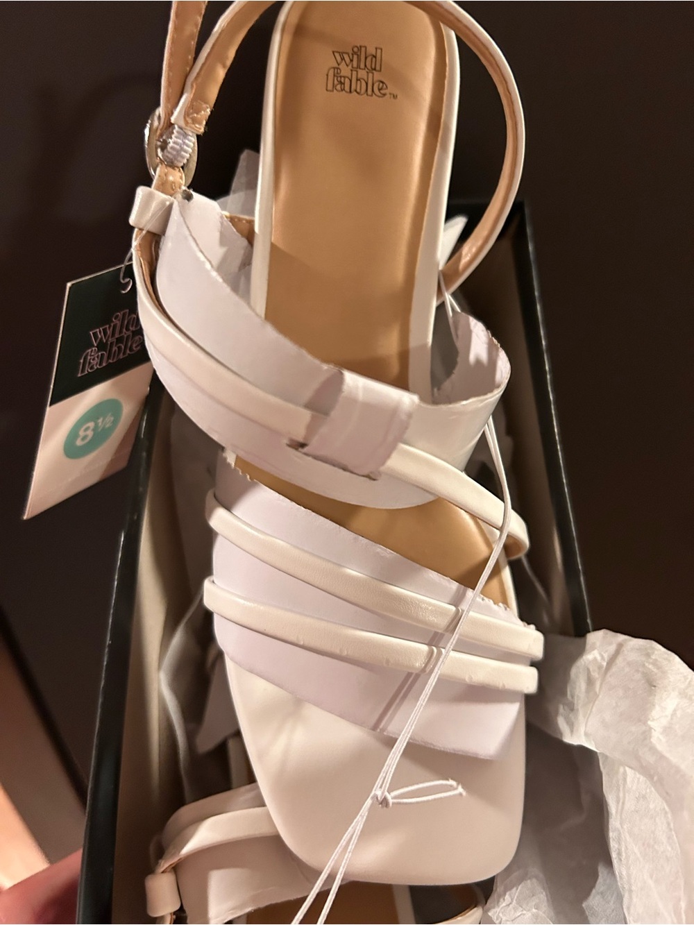 wild fable White Strappy Square-Toe Block Heel Sandals